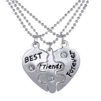 3Pcs Broken Heart Shape Carved Letters Best Friends Forever-