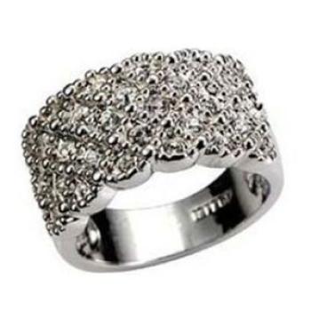 Luxury Ladies Rhinestone Inlaid Finger Ring Wedding-Silver