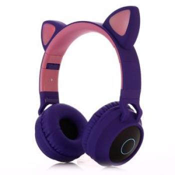 Cute Cat Ear Bluetooth Wireless LED Light Glow-Purple Pink