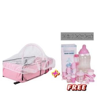 2-in-1 Baby Bed & Bag Combo With Free Baby Bank - Pink