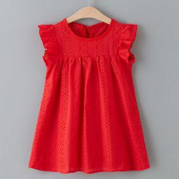 Baby Girl Dress Sleeveless Ruffle Solid Kid Clothes Children