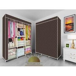 Portable Wardrobe - 8 Shelves - Black/Gold