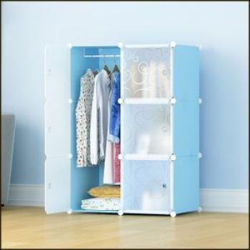 6 Cubes Plastic Wardrobe - Blue