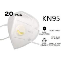 KN95 FFP2  Face Mask with Filtration Valve -  20pcs White