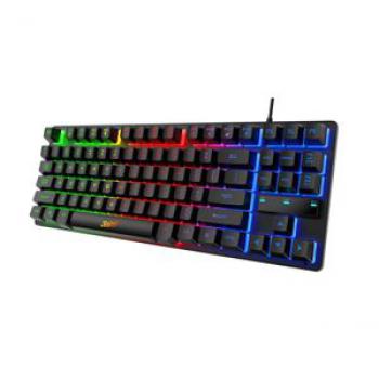 80% USB Gaming Keyboard 87 Keys RGB  LED Anti-Ghosting Black