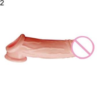 Male Reusable Penis Sleeve Dildo Extender-Skin Color