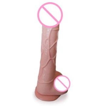 8 Inches Waterproof Beige Black Dildos Vibe Adult-Beige