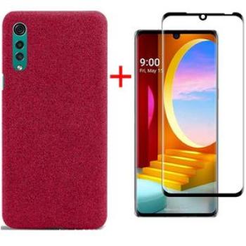 LG Velvet Case With Full Cover Film - Red