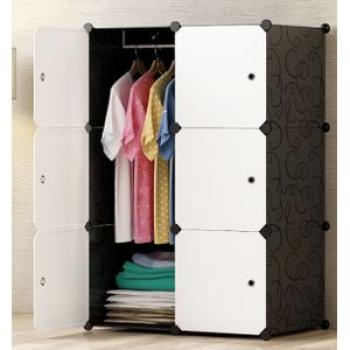 6 Portable cubes wardrobe with opaque doors - Black/White