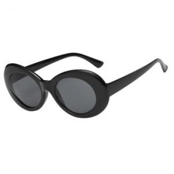 Vintage Classic Designer Women Men Oval Round Sunglasses Retro Black