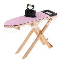 1/12 1/24 Wooden Ironing Board & Black  Dollhouse Miniature Home