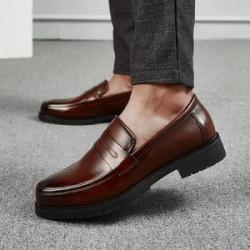 Mens Big Size Leather Classic Loafers 38-46 - Brown