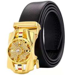Men`s Belts Edging Leather Belts, Rotating Alloy Automatic Buckle