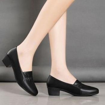 Ladies Fashion Chunky Slip Shoes - Black