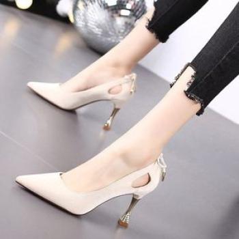 Ladies Fashion Pointed High Heels (8cm)-white