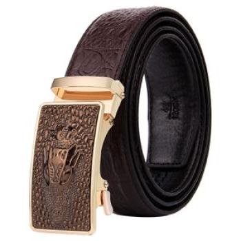 Men`s high-end crocodile pattern automatic buckle leather belt