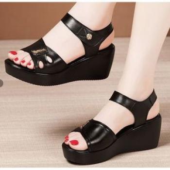 Ladies Fashion Wedge Sandals-Black Weddings