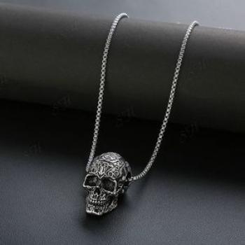 Hip-hop Titanium Skull Pendant Necklace