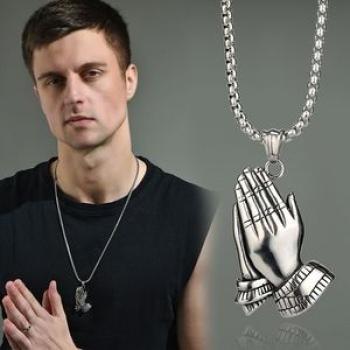 Hip-hop Titanium  The Praying Hands Pendant Necklace