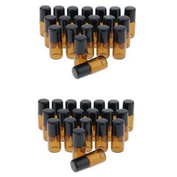 40pcs Empty Portable Roll on Glass Bottles for Essential Oil Perfumes