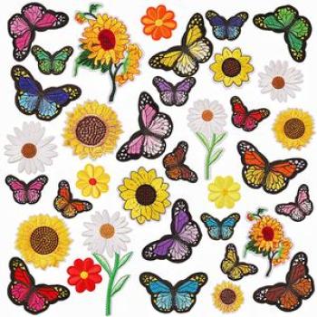 36PCS Iron On Stickers Sew On Stickers Mixed Embroidery