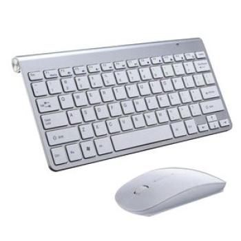 Mini Wireless Keyboard Mouse Set Waterproof 2.4G for  PC Silver