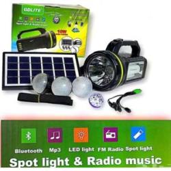 Portable Smart Solar Power Light With Inbuilt Radio,Bluetooth & USB Port - Black