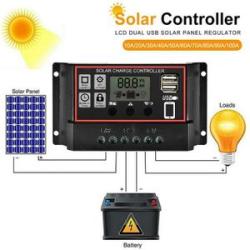 MPPT PWM 10A-60A Solar Charge Controller 12V/24V Solar Panel Battery Regulator Dual USB Port
