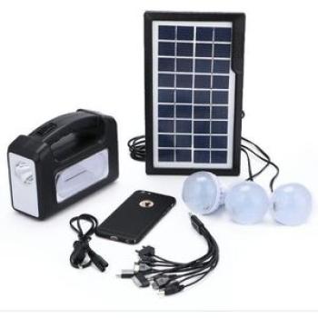 Smart Rechargeable Solar Panel, 3 PLUS LED lights and Phone Charging Kit - Black