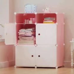 4 Cubes Wardrobe + 2 Cosmetics Cube - Pink/White