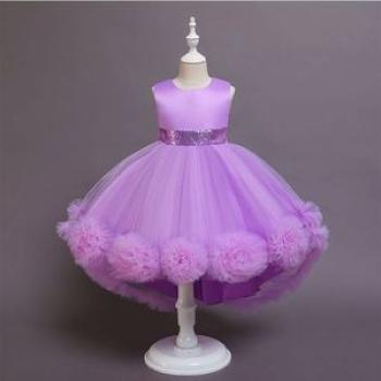 Girls Dress For Wedding Children Princess Party Pageant Gown Kids Dresses Purple