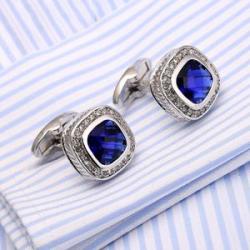 French shirt cufflinks blue crystal cuff studs wedding suit buttons