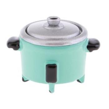 Prettyia Cyan Metal Electric Rice Cooker for 1:12 Dollhouse Miniature