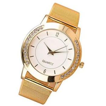 Women`s Fashion Casual Rhinestone Stainless Steel Mesh Band-