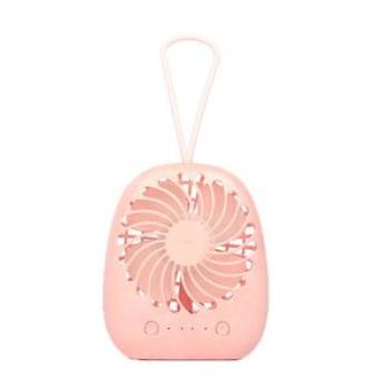 Portable Mini Shell Fans With Make Up Mirror Lady Lanyard Fan USB Rechargeable-Pink