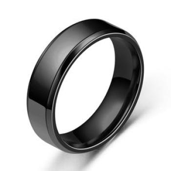 Wide Anti-rust Men Ring Stainless Steel Simple-Black