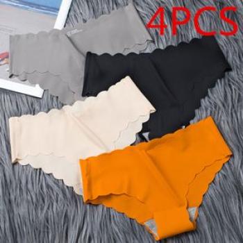 4PC Women`s Panties Underwear Seamless Sport Briefs Mid Rise