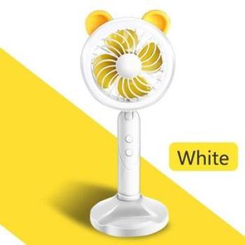 2-in-1 2 Speeds Portable USB Fan With LED Light-White