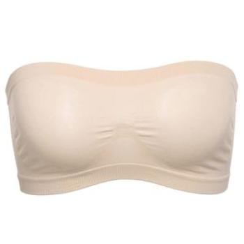 Women Solid Color Stretch Seamless Strapless-Skin Color