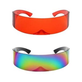 2PCS Futuristic Visor Sunglasses  Narrow Sun Glasses Party
