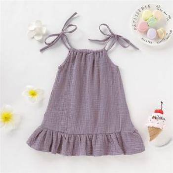 Baby Girls Sling Dress Ruffle Hem Sundress -Purple