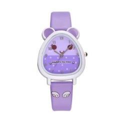 Cute Cartoon Faux Leather Strap Children Kids Analog-Purple