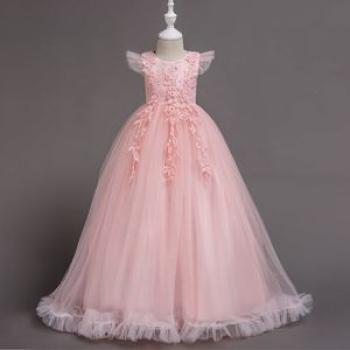 Girl`s Dress Children Kids Maxi Wedding Dinner Party Dress Ball Gown - Pink
