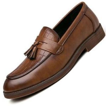 Formal Shoes Men Office Leather Shoes Tassel Luxury Handmade Retro Party Wedding Oxford Shoes Brown