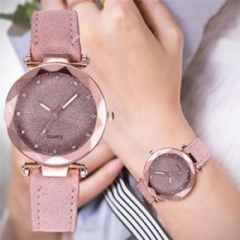 Casual Women Romantic Starry Sky Wrist Watch Leather Simple