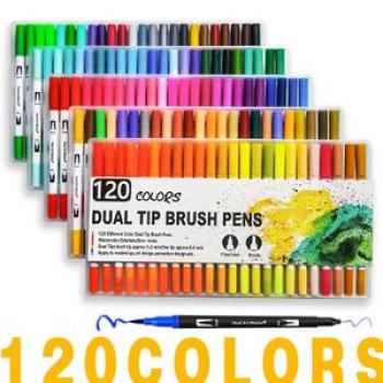 120Colors Markers Pens Study School Brush Fineliners Watercolor Art Markers