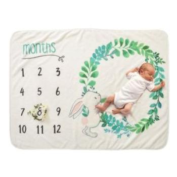 Baby Monthly Milestone Blanket For Girl Boy Floral Wings-2