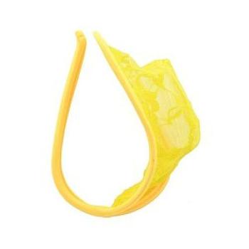 Men`s C-String Thong Lace Underwear Sexy Lingerie ( Yellow )