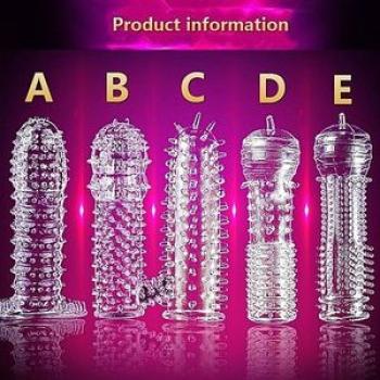 5 Pcs Reusable Condom Sheath Ribbed Stimulate Ejaculation Delay Penis Sleeve Sex Toys