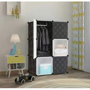 6 Cubes Plastic Wardrobe - Black/White
